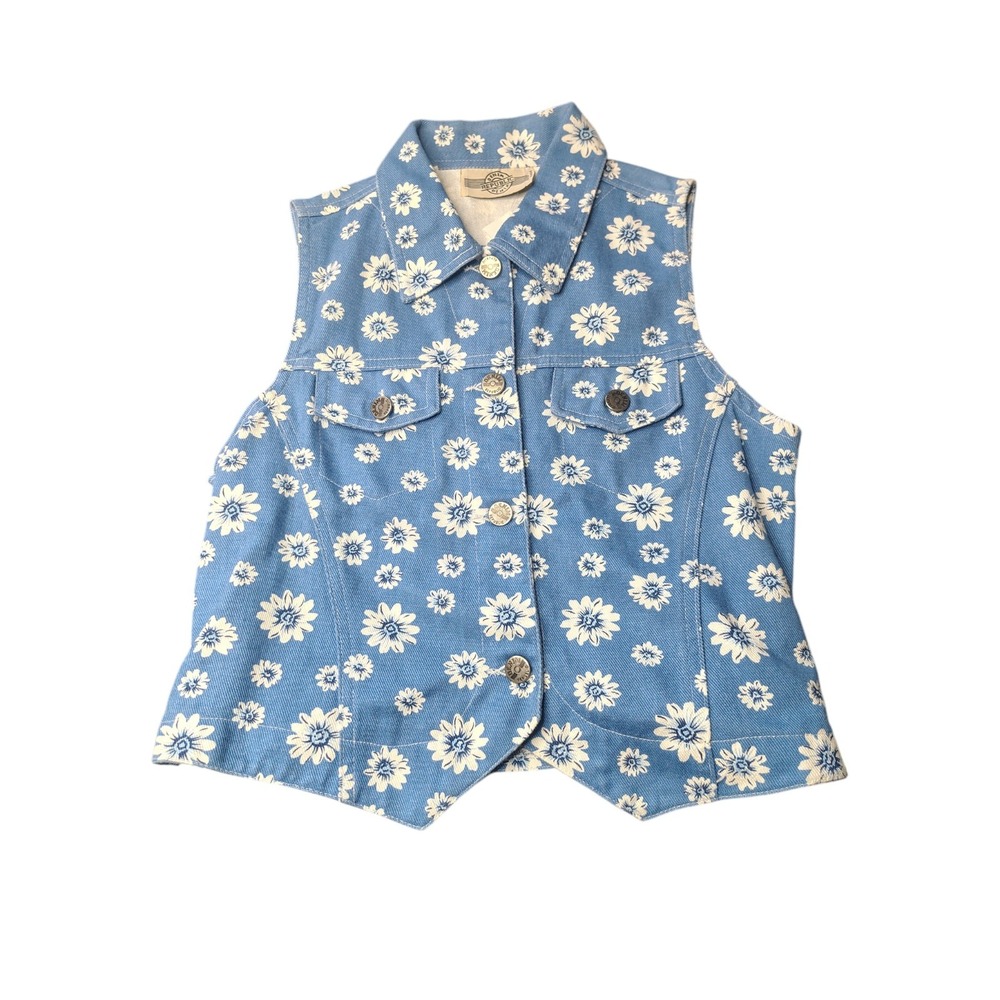 Vintage‎ girls 14/16 denim floral vest